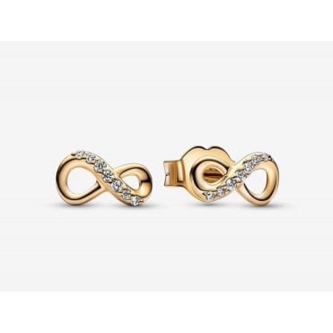 Pandora 14ct Gold Plated Sparkling Infinity Stud Earrings