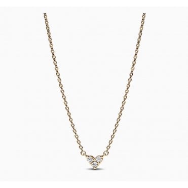 Pandora 14ct Gold Plating Triple Stone Heart Collier Necklace