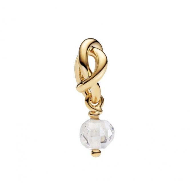 PANDORA April Birthstone Gold Plated Eternity Circle Dangle Charm