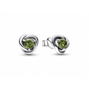 August Birthstone Eternity Circle Stud Earrings