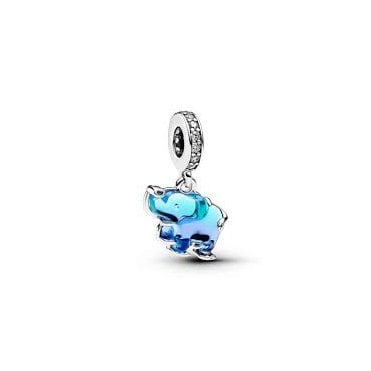 Blue Murano Glass Elephant Dangle Charm