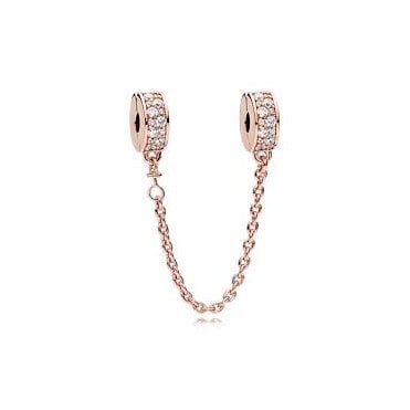 Clear Pavé Safety Chain Clip Charm
