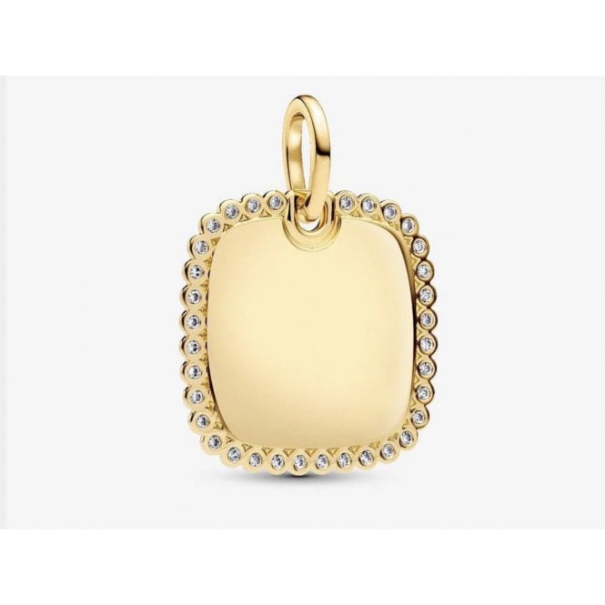 PANDORA Engravable 14ct Gold Plated Square Tag Pendant