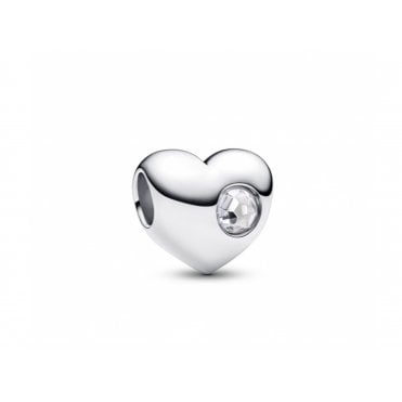 Engravable April Birthstone Heart Charm