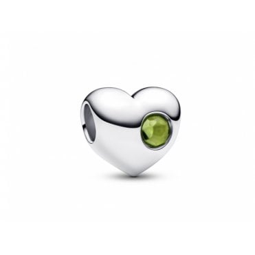 Engravable August Birthstone Heart Charm