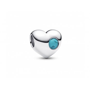 Engravable December Birthstone Heart Charm