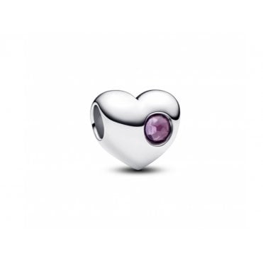 Engravable February Birthstone Heart Charm