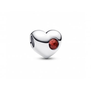 Engravable January Birthstone Heart Charm