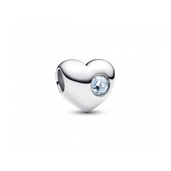 PANDORA Engravable March Birthstone Heart Charm