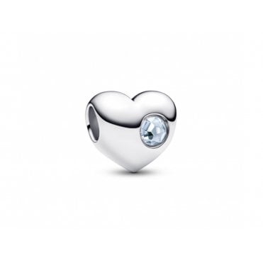 Engravable March Birthstone Heart Charm
