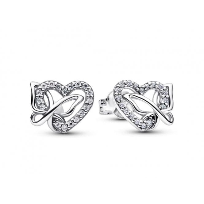 PANDORA Entwined Heart & Butterfly Stud Earrings