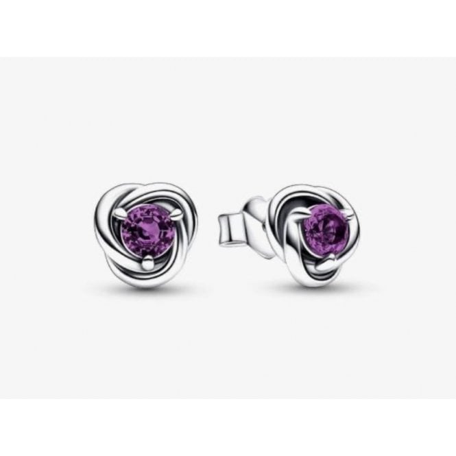 PANDORA February Birthstone Eternity Circle Stud Earrings