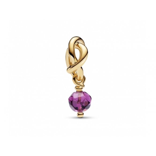 PANDORA February Birthstone Gold Plated Eternity Circle Dangle Charm