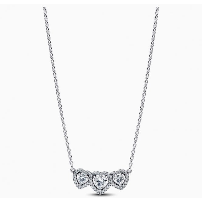 PANDORA Halo Heart Trilogy Collier Necklace