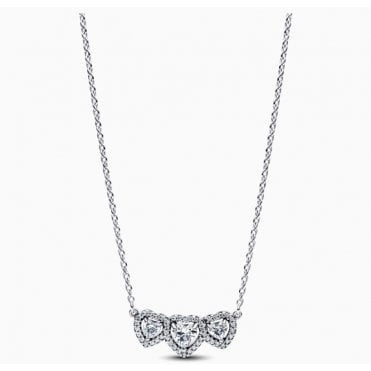 Pandora Halo Heart Trilogy Collier Necklace