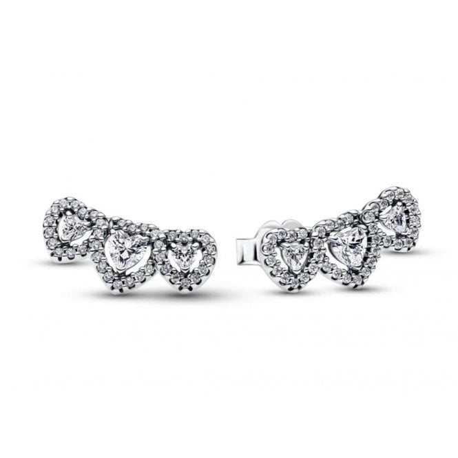 PANDORA Halo Heart Trilogy Stud Earrings