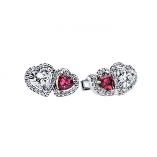 PANDORA Halo Hearts Stud Earrings