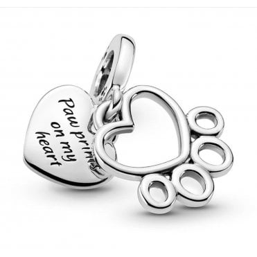 Hearts & Paw Print Dangle Charm