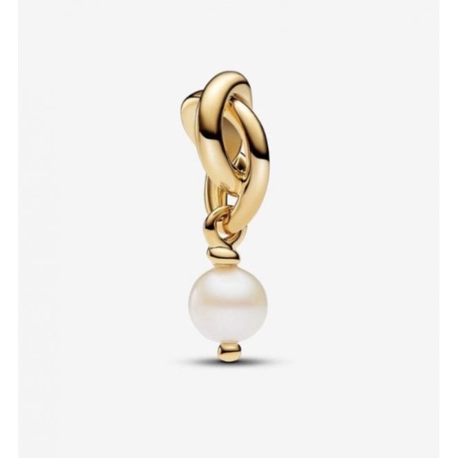 PANDORA June Birthstone Pearl Gold Plated Eternity Circle Dangle Charm