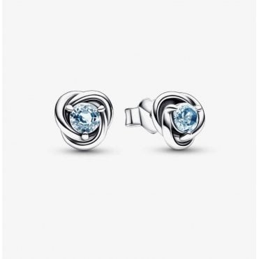 March Birthstone Eternity Circle Stud Earrings