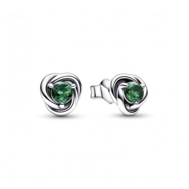 May Birthstone Eternity Circle Stud Earrings