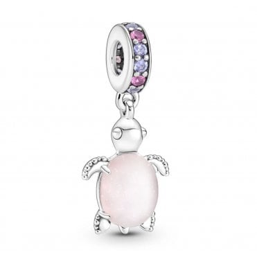 Murano Glass Pink Sea Turtle Dangle Charm