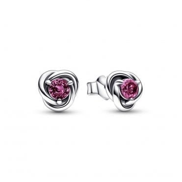 October Birthstone Eternity Circle Stud Earrings
