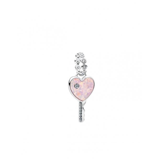 PANDORA Opalescent Heart Key Dangle Charm