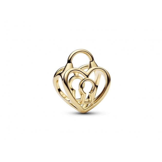 PANDORA Openwork 14ct Gold Plated Heart Padlock Charm