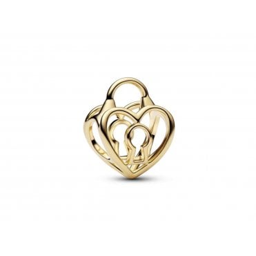 Openwork 14ct Gold Plated Heart Padlock Charm
