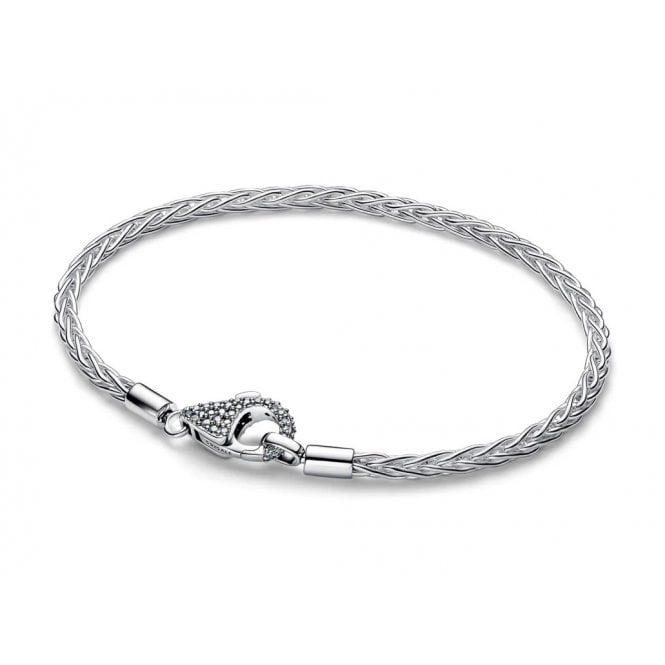 PANDORA Pavé Clasp Foxtail Chain Charm Bracelet