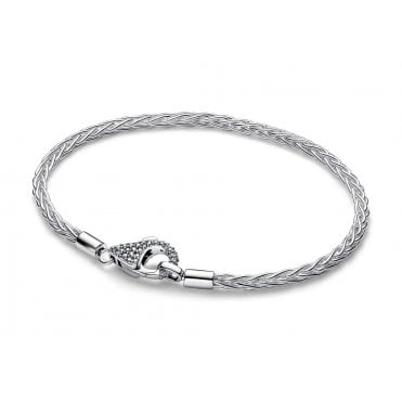 Pandora Pavé Clasp Foxtail Chain Charm Bracelet