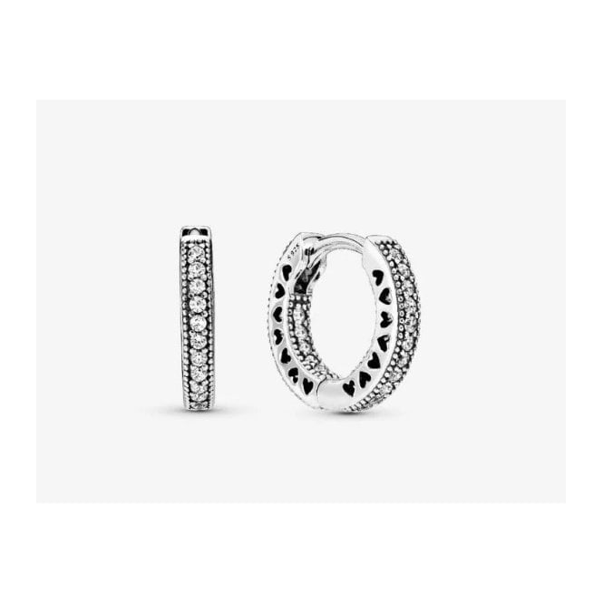 PANDORA Pavé Heart Hoop Earrings