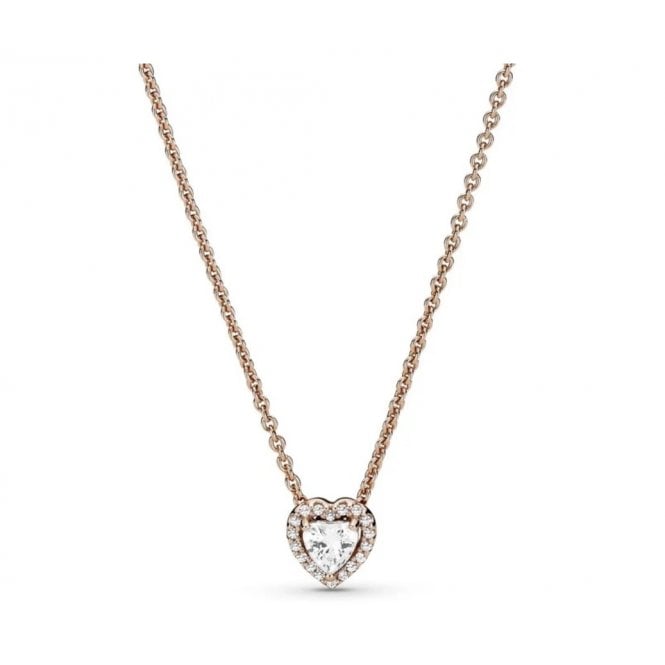 PANDORA Sparkling 14ct Rose Gold Plated Heart Collier Necklace