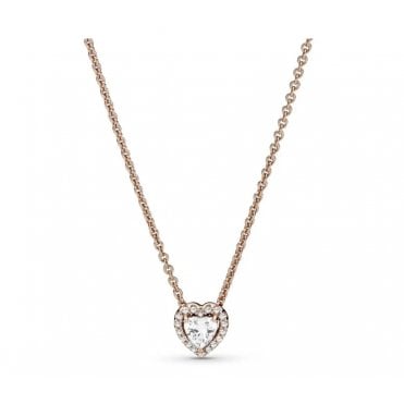 Pandora Sparkling 14ct Rose Gold Plated Heart Collier Necklace