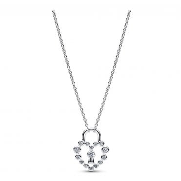 Pandora Sparkling Heart Padlock Pendant Necklace