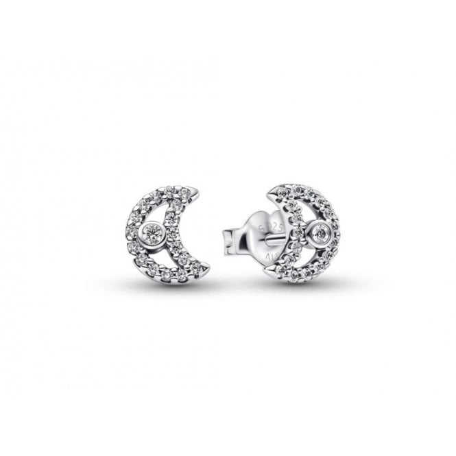 PANDORA Sparkling Moon Stud Earrings