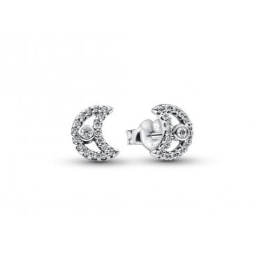 Pandora Sparkling Moon Stud Earrings
