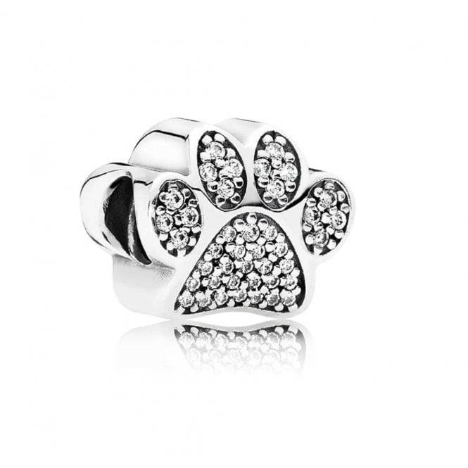 PANDORA Sparkling Paw Print Charm
