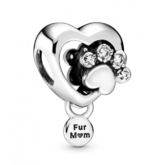 PANDORA Sparkling Paw Print & Heart Charm