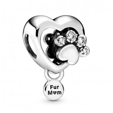 Sparkling Paw Print & Heart Charm