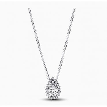 Pandora Sparkling Pear Halo Collier Necklace