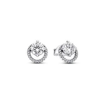 Sparkling Round Halo Stud Earrings