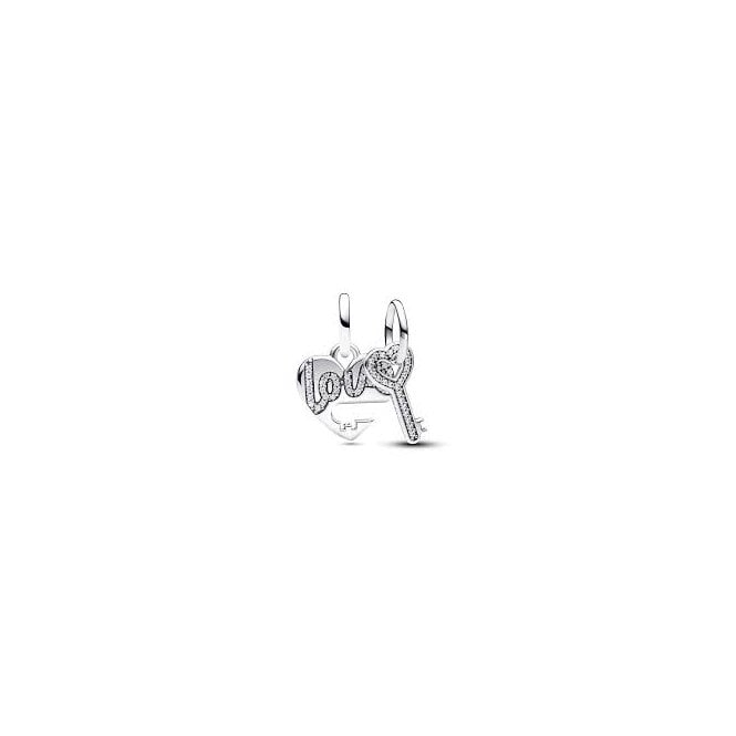 PANDORA Splittable Love Heart & Key Dangle Charm