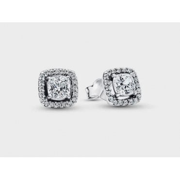 Pandora Square Halo Stud Earrings