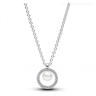 Pandora Treated Freshwater Cultured Pearl & Pavé Collier Necklace