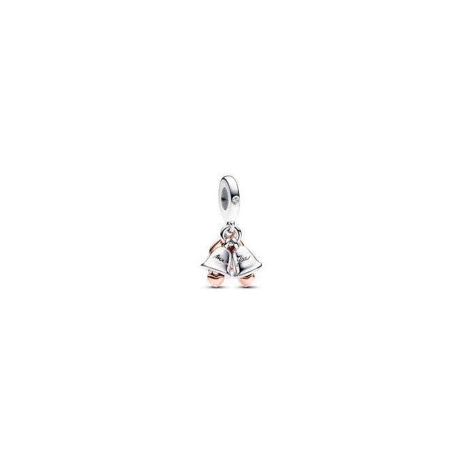 PANDORA Two-tone Wedding Bells Double Dangle Charm