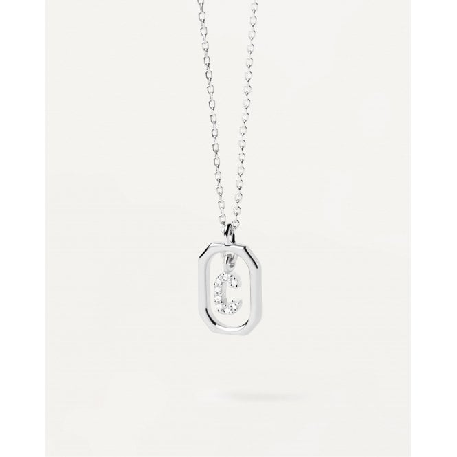 PDPAOLA Silver Mini Letter C Necklace