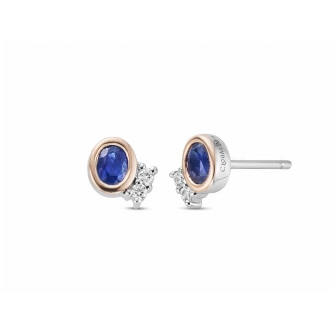 CLOGAU Royal ® Silver Diana Stud Earrings with Sapphires & Swarovski® Zirconia