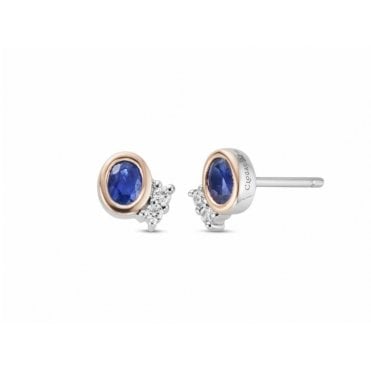 Royal Clogau® Silver Diana Stud Earrings with Sapphires & Swarovski® Zirconia
